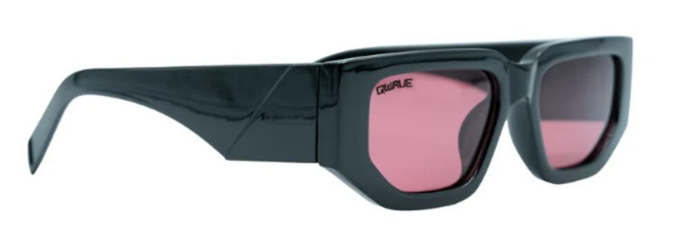 QWAVE Rectangular Sunglasses Black Lava Tortoise Frame Rose Pink Tinted Lens New